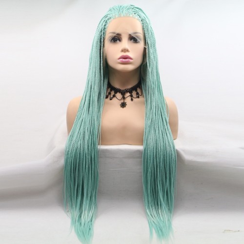 Turquoise Blue Hand Braid Lace Front Braided Wigs BW606