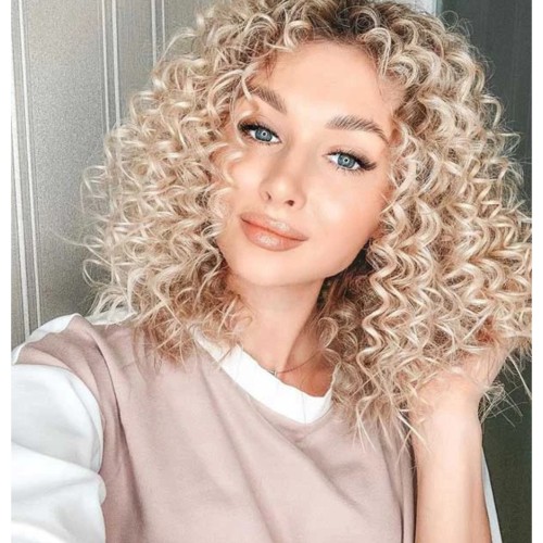 Golden Blonde Short Curly Synthetic Wigs RW1144
