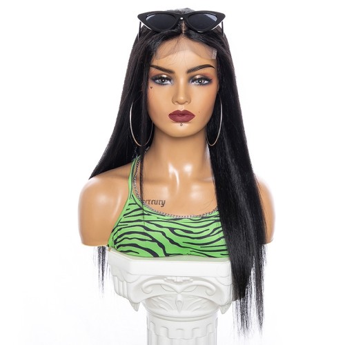 Black Long Straight Lace Front Blend Human Hair Wigs NH1210