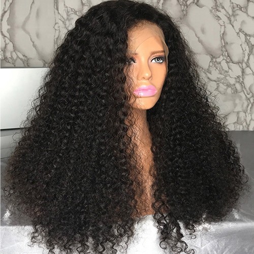 20" Black Kinky Curly 13X4 Lace Front Remy Natural Hair Wig NH285