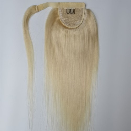 Blonde Straight Wrap Around Human Hair Ponytail Extension PW1053