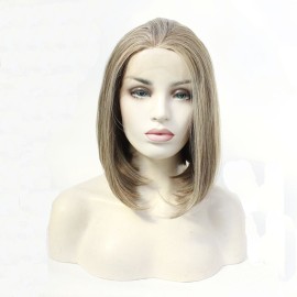 Brown Mixed Blonde Bob Straight Lace Front Synthetic Wig LF464