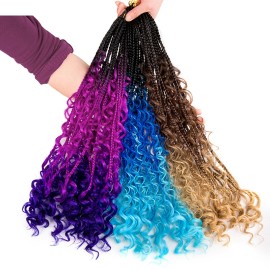 Colorful Triple Braid Crochet Curly Synthetic Hair Extensions PW1345