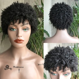 Black Short Afro Curly Human Hair Wigs NH1206