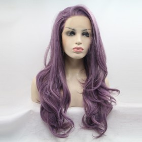 Lilac Purple Body Wavy Lace Front Synthetic Wigs LF659