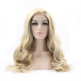 Two Tone Golden Blonde Body Wavy Lace Front Synthetic Wigs LF660