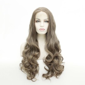 Flaxen Color Wavy Lace Front Synthetic Wig LF476
