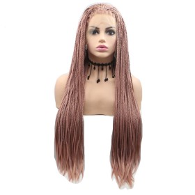 Dark Pink Hand Braid Lace Front Braided Wigs BW607