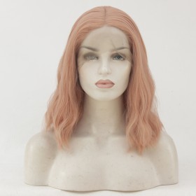 Fashion Light Pink Shoulder-length Lace Front Synthetic Wig LF500