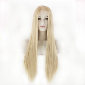 Two Tone Blonde Long Straight 13*6 Lace Front Synthetic Wigs LF584