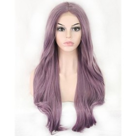 26" Violet Purple Wavy Lace Front Synthetic Wig LF477