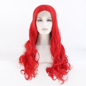 24" Red Long Body Wavy Lace Front Synthetic Wig LF493