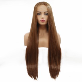 26" Brown Long Straight Lace Front Synthetic Wigs LF733