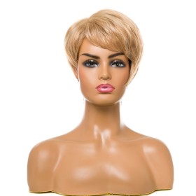Light Gold Blond Short Straight Synthetic Pixie Wigs RW1322