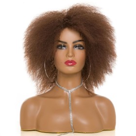 Light Brown Side Parting Curly Synthetic Afro Wigs RW1190