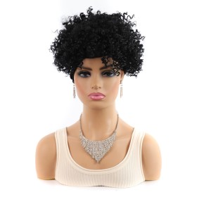 Black Short Fluffy Curly Synthetic Headband Wigs HW966