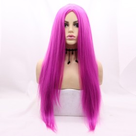 Rose Red Long Straight Synthetic Wigs RW727