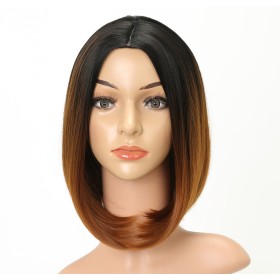 Black Brown Ombre Straight Bob Synthetic Wigs RW801