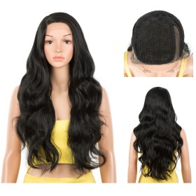 Black Long Body Wavy Lace Front Synthetic Wig LF209
