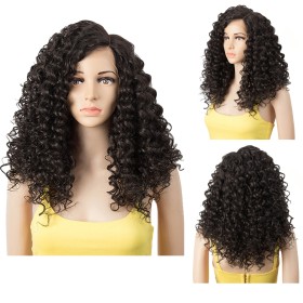 Black Fluffy Short Curly Lace Front Synthetic Wig LF226
