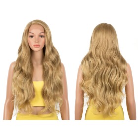 Two Tone Golden Long Wavy Lace Front Synthetic Wig LF212