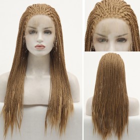 24" Brown Double Braid Lace Front Synthetic Braided Wig BW380