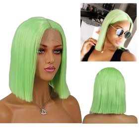 Fluorescent Green Bob Straight Lace Front Synthetic Wig LF452