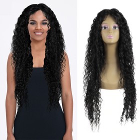 Black Fluffy Curly Lace Front Synthetic Wig LF175