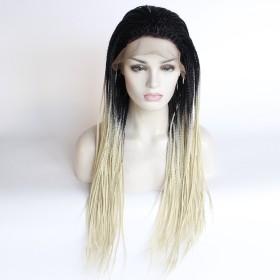 24" Fashion Black Blonde Lace Front Synthetic Braided Wig BW394