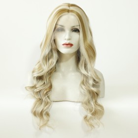 Light Brown Mixed Blonde Body Wavy Lace Front Synthetic Wig LF487