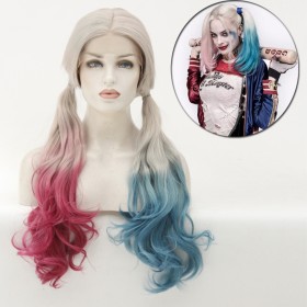 Suicide Squad Harley Quinn Wavy Lace Front Synthetic Wig LF502