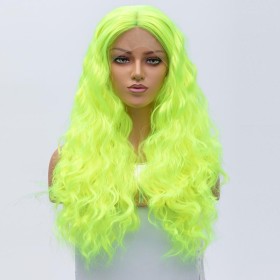 Fluorescent Green Wavy Lace Front Synthetic Wig LF506