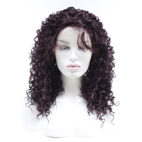 Black Burgundy Kinky Curly Lace Front Synthetic Wigs LF546