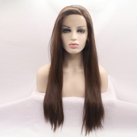 Two Tone Bronze Long Straight Lace Front Synthetic Wigs LF743