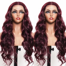 Red Wavy Long Lace Front Synthetic Wig LF030