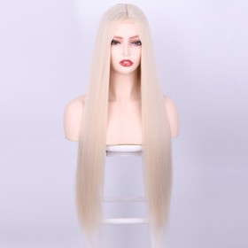 Light Blonde Long Straight Synthetic Wigs RW580