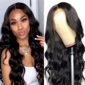 Black Long Wavy Lace Front Synthetic Wig LF017