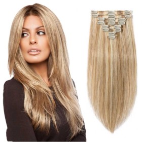 Two Tone Blonde Human Hair Clip In Hair Extensions PW1086