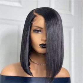 Black Short Straight Lace Front Synthetic Wig LF064