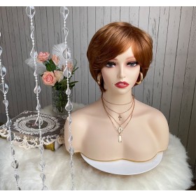 Reddish Brown Side Parting Short Straight Synthetic Wigs RW1303