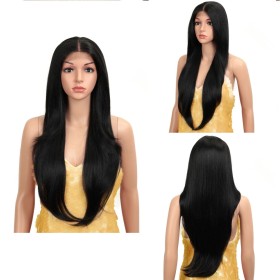 Black Long Straight Lace Front Synthetic Hair Wigs LF180