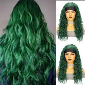 Dark Green Loose Curly Synthetic Headband Wigs HW946