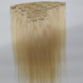 Blonde Silky Straight Human Hair Lace Clip In Hair Extension PW1067