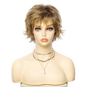 Two Tone Pale Gold Short Natural Roll Synthetic Wigs RW1264