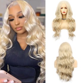 Light Blonde Body Wavy Lace Front Synthetic Wig LF094