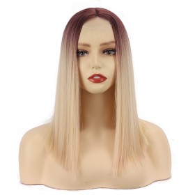 Blonde with Dark Roots Straight Synthetic Bob Wig RW050