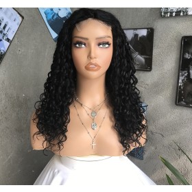 20" Pixie Curly Lace Front Blend Human Hair Wigs NH1222