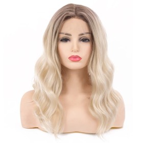 Light Blonde Water Wavy Lace Front Synthetic Wig LF099