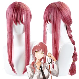 Chainsaw Man Makima Dark Pink Braided Synthetic Cos Wig CW154