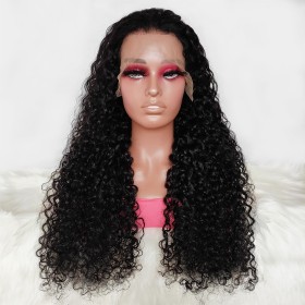 20" Black 13X4 Curly Lace Front Remy Natural Hair Wig NH280